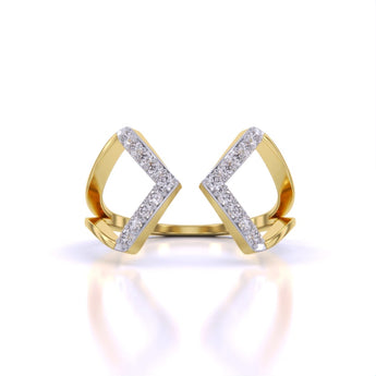 Ivana Jewels Rings Yellow Gold / 14KT Geometric Diamond Open Ring