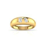 Ivana Jewels Rings Yellow Gold / 14KT Pear & Emerald Shape Diamonds Wide Band Ring