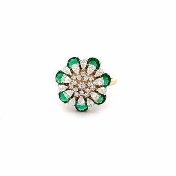Ivana Jewels Rings Yellow Gold / 14KT Pear & Round Shape Diamonds Studded Ring