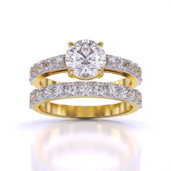 Ivana Jewels Rings Yellow Gold / 14KT Scalloped Engagement Ring & Wedding Band