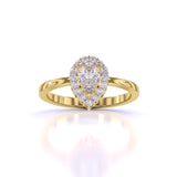 Ivana Jewels Rings Yellow Gold / 14KT Simple Teardrop Halo Diamond Ring