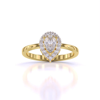 Ivana Jewels Rings Yellow Gold / 14KT Simple Teardrop Halo Diamond Ring