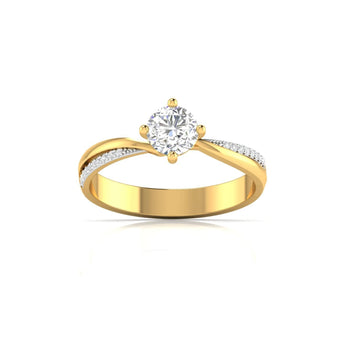 Ivana Jewels Rings Yellow Gold / 14KT Solitaire Engagement Ring with Round Diamond and Hidden Accents