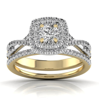 Ivana Jewels Rings Yellow Gold / 14KT Solitaire Halo Band Ring