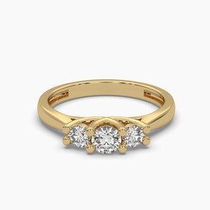 Ivana Jewels Rings Yellow Gold / 14KT Three Round Cut Diamond Ring