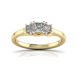 Ivana Jewels Rings Yellow Gold / 14KT Trellis Design Three Diamonds Ring