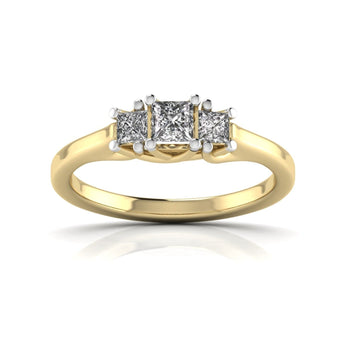 Ivana Jewels Rings Yellow Gold / 14KT Trellis Design Three Diamonds Ring