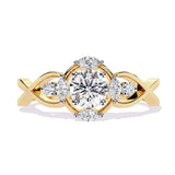 Ivana Jewels Rings Yellow Gold / 14KT Twist Ring with Round Diamonds