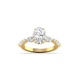 Ivana Jewels Rings Yellow Gold / 14KT Unique Oval Diamond Ring with Side Stones for Engagement