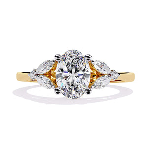 Ivana Jewels Rings Yellow Gold / 14KT Vintage-Inspired Oval Diamond and Pear Cluster Ring