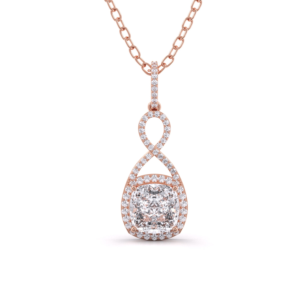 Halo CUSHION Diamond Pendant