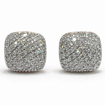 Elegant Cushion Cut Pave Diamond Stud Earrings in Rose Gold