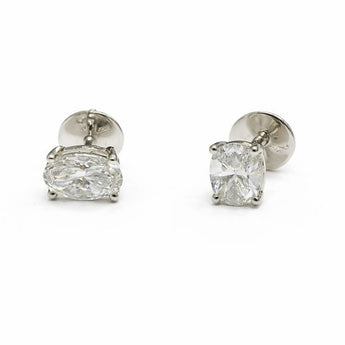 Classic Oval Solitaire Diamond Studs in 14KT Yellow Gold