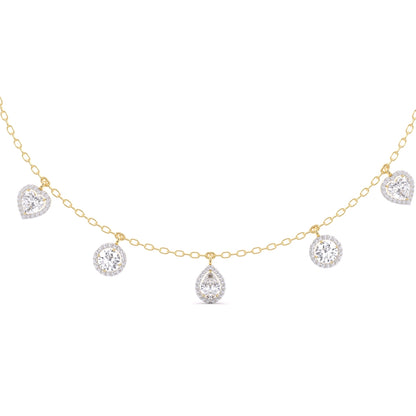 1CT Each Different Shape Solitaire Diamonds Necklace