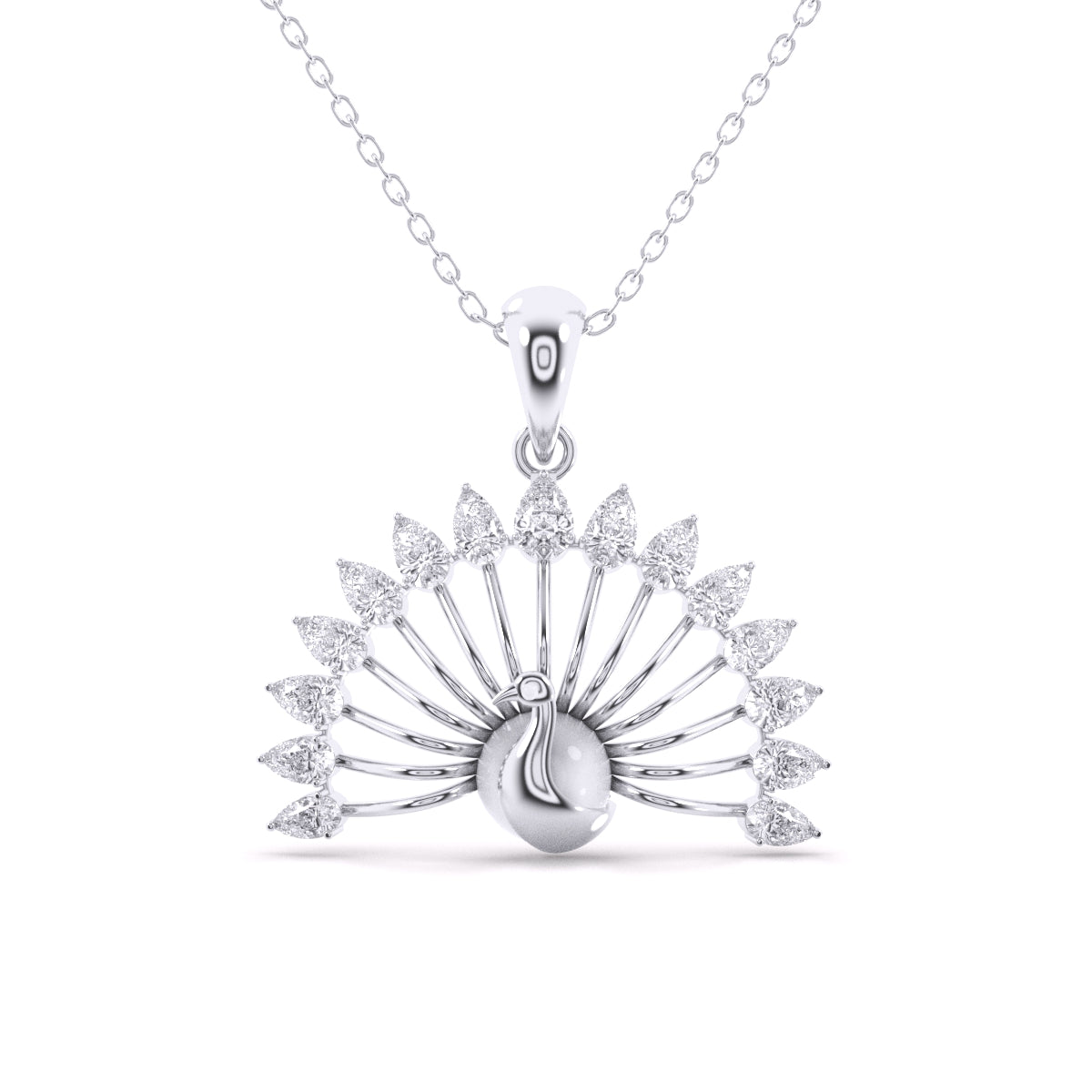 Peacock Style Pear Shape Diamonds Pendant