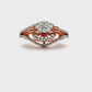 Round Cut Diamonds Cluster With Halo Setting Rose Gold Ring