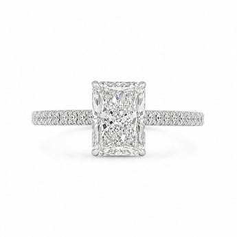 2 Carat Emerald Cut Diamond Ring featuring Hidden Halo Detail
